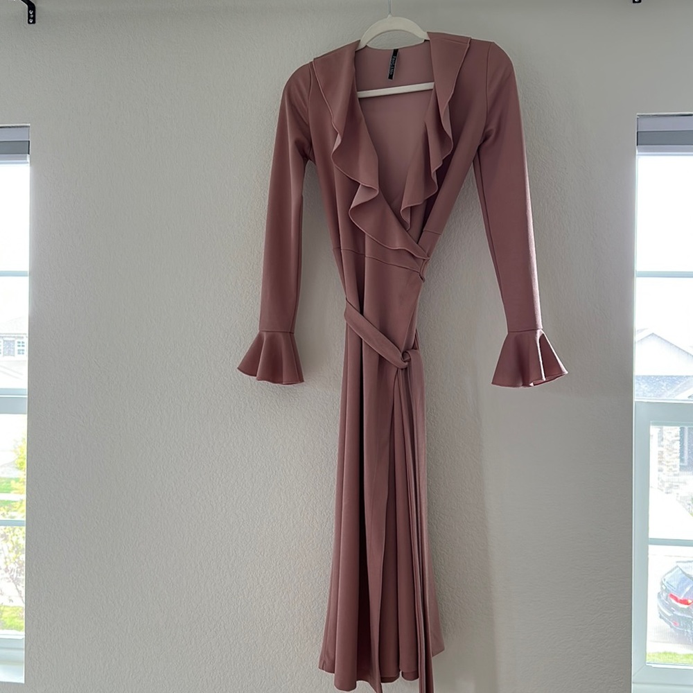 Paolino Ruffle Wrap Dress Wedding Guest